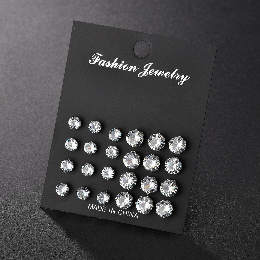 Crystal Stud Earrings Set