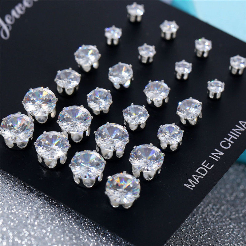 Crystal Stud Earrings Set