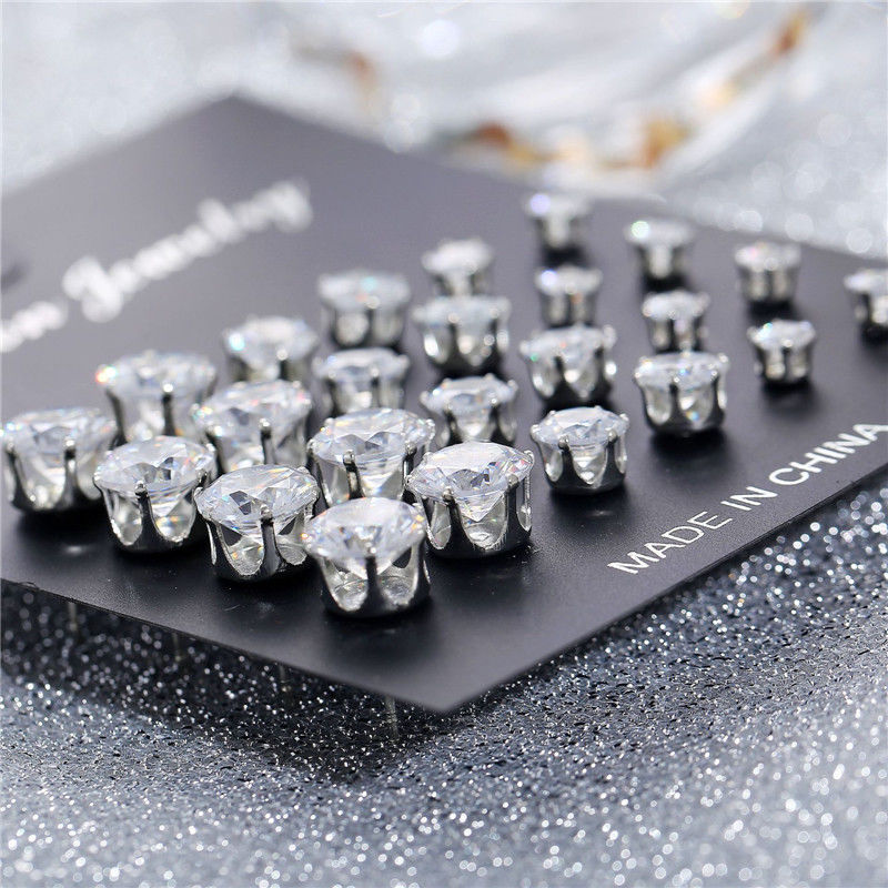 Crystal Stud Earrings Set