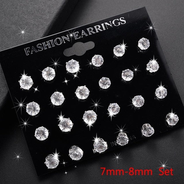 Crystal Stud Earrings Set