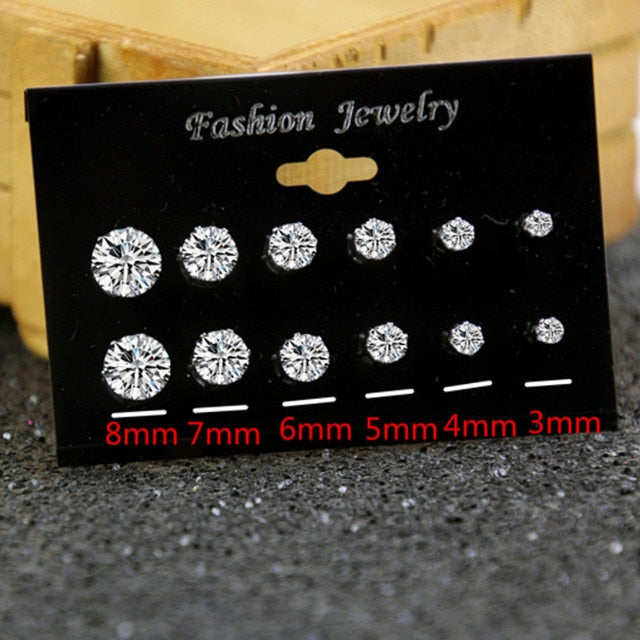 Crystal Stud Earrings Set