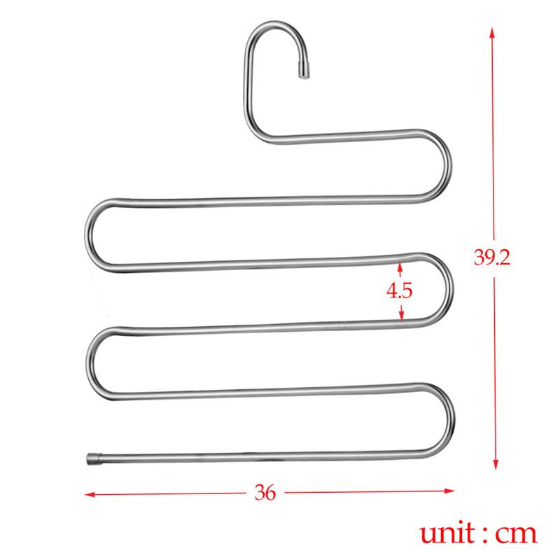 Magic Stainless Steel Trousers Hanger Multifunction Pants Closet Belt Holder Rack S-type 5 Layers Saving Space