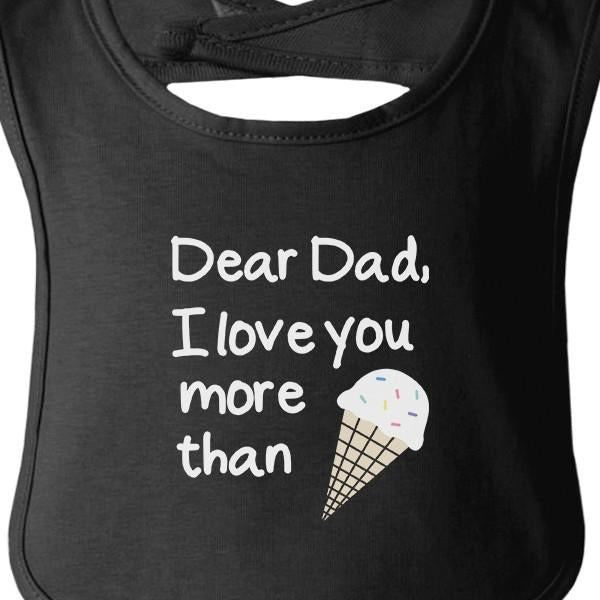 Dear Dad Ice Cream Cute Black Baby Bib