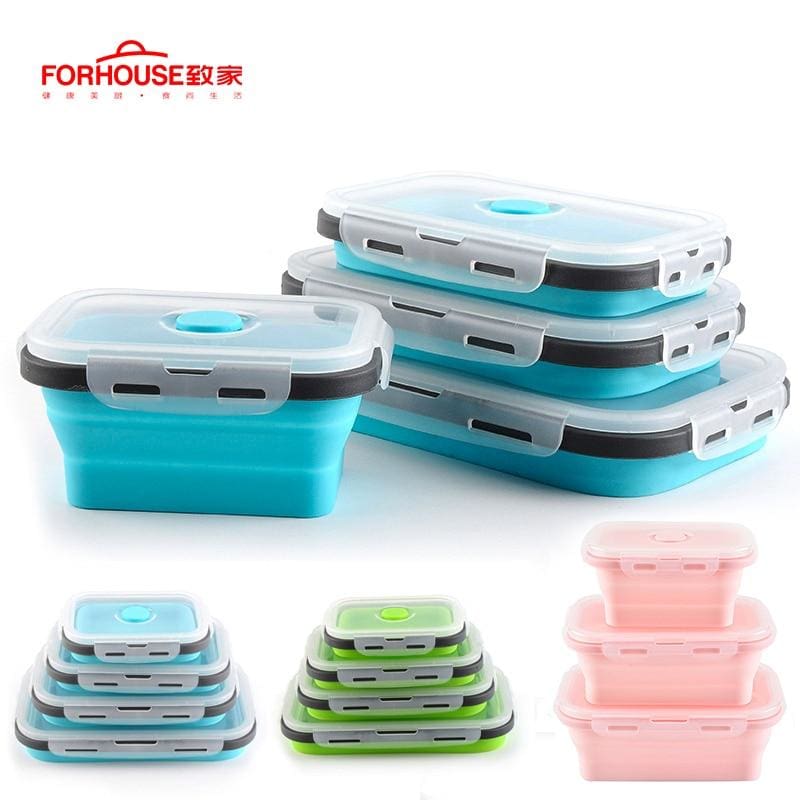 Silicone Lunch Box Food Storage Container Bento BPA Free Microwavable Portable