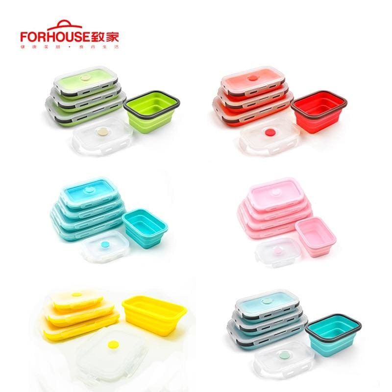 Silicone Lunch Box Food Storage Container Bento BPA Free Microwavable Portable