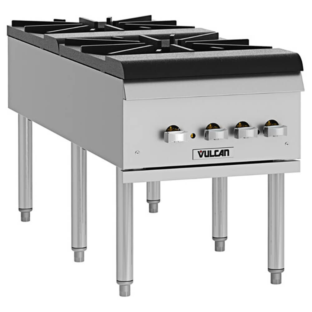 Vulcan VSP200F-1 Natural Gas 2 Burner Countertop Stock Pot Range - 220,000 BTU