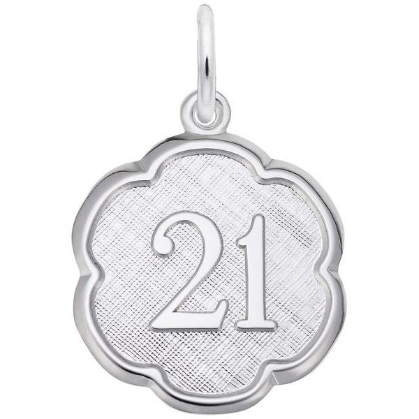 Rembrandt Charms | Number Twenty One Scalloped Disc Charm