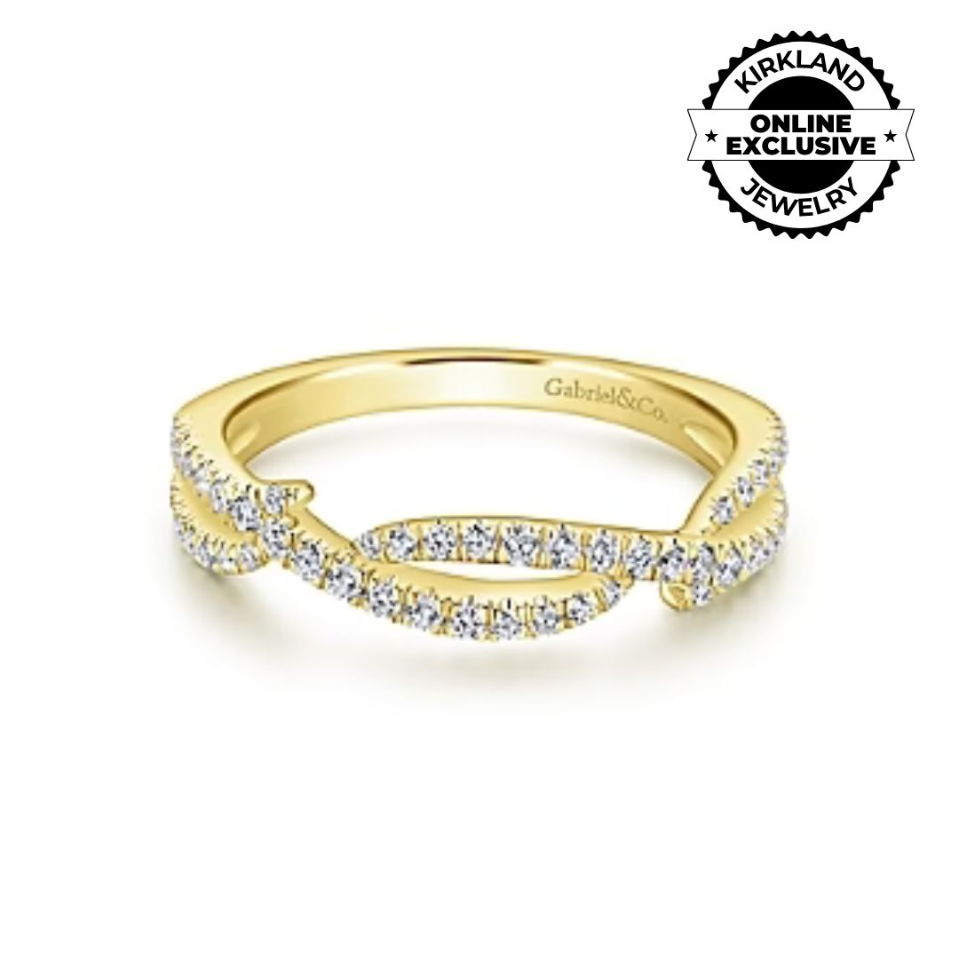 Gabriel & Co | 14K Yellow Gold Abstract Twisted Diamond Eternity Ring