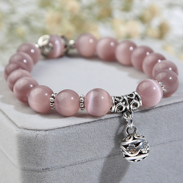 Natural opal beads bracelets crystal fashion women bracelet vintage stainless steel