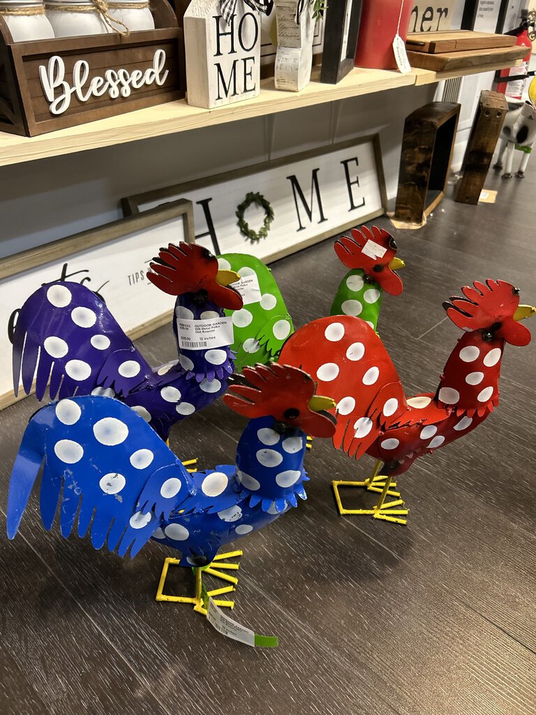 Metal Polka Dot Rooster