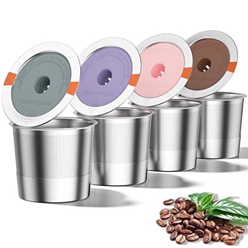 RETHONE Reusable K Cups Coffee Filter, Stainless Steel K Cup Reusable Coffee Pods Filters for Keurig 1.0 & 2.0 Coffee Makers (4 pack)