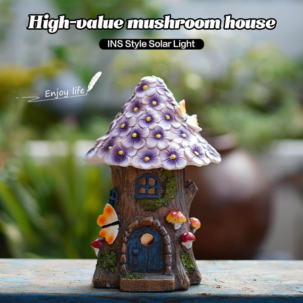 Solar Powered Flower Fairy Mushroom Treehouse Night Light