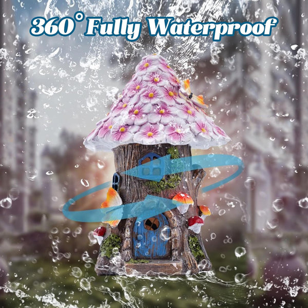 Solar Powered Flower Fairy Mushroom Treehouse Night Light