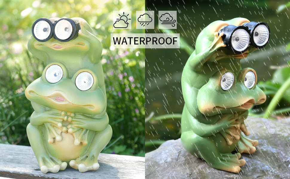 Double Frog Creative Solar Garden Lights Statues