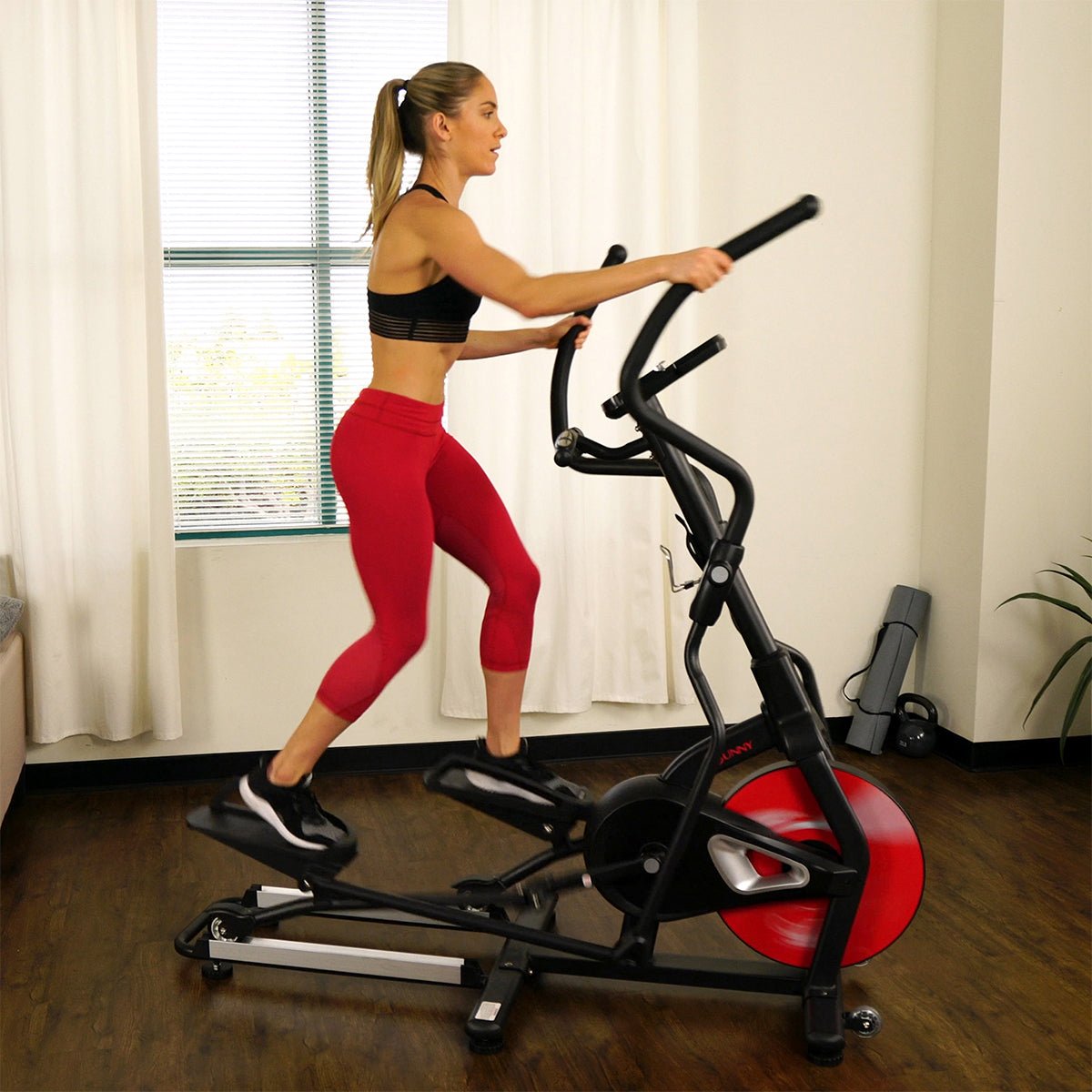 Stride Elliptical Machine Magnetic Fitness w/ Device Holder, LCD Monitor and Heart Rate Monitoring