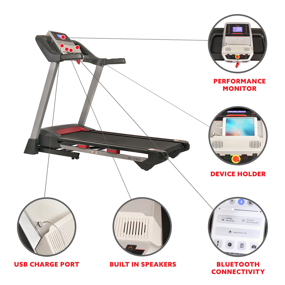 Electric Folding Treadmill with Bluetooth Speakers, Incline & Heart Rate Monitoring