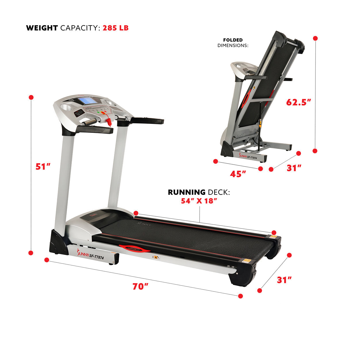 High Performance Treadmill w/ 15 Auto Incline Levels & Body Fat Function