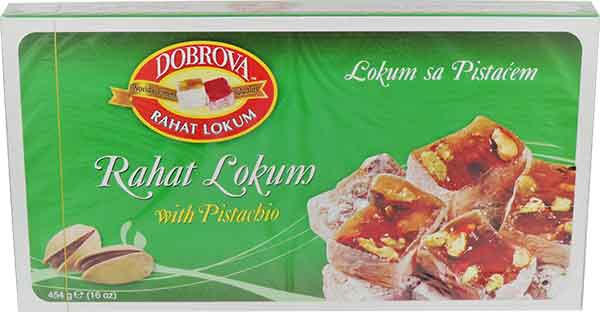 Turkish Delight with Pistachio, Rahat Lokum (Dobrova) 16 oz