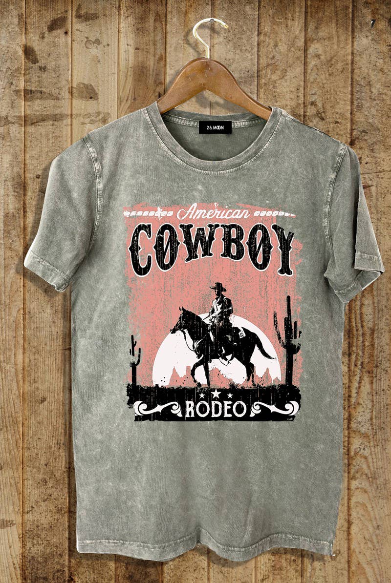 Mineral washed American Cowboy Graphic Tee
