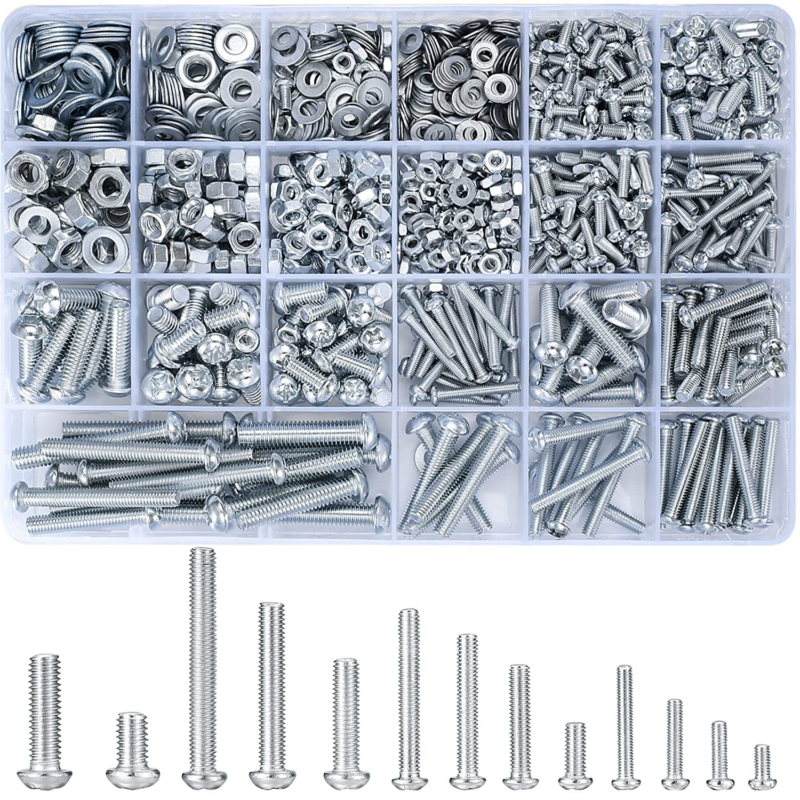 1080 Pcs Screws Bolts and Nuts Assortment Kit, Metric Machine Screws and Nuts an