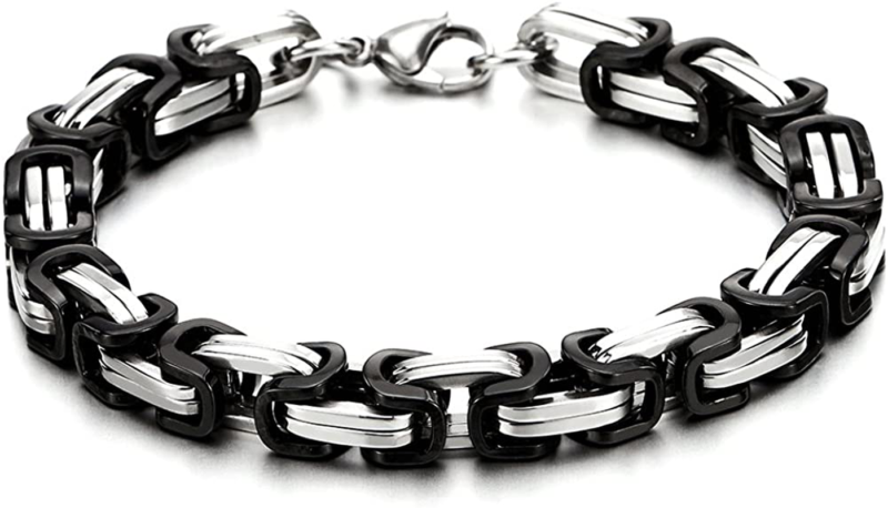 COOLSTEELANDBEYOND Masculine Style Stainless Steel Braid Link Bracelet for Men S