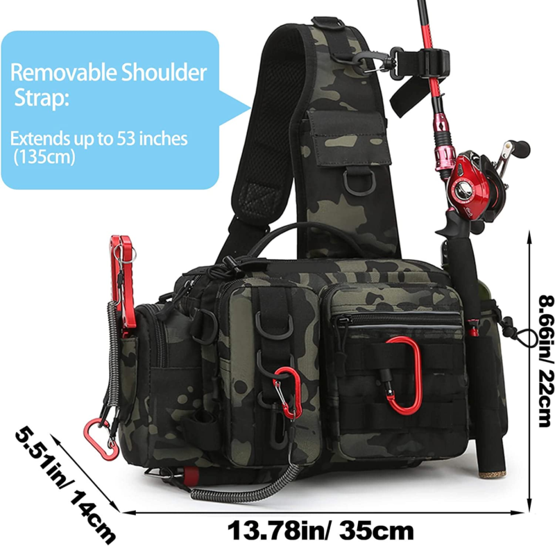 Sling Fishing Tackle Bag - with Rod Holder, Fly Fishing Fanny