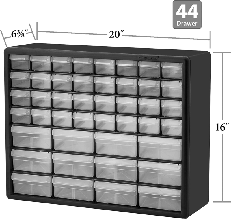 44 Drawer Plastic Parts Storage Hardware, 20-Inch W X 6.37
