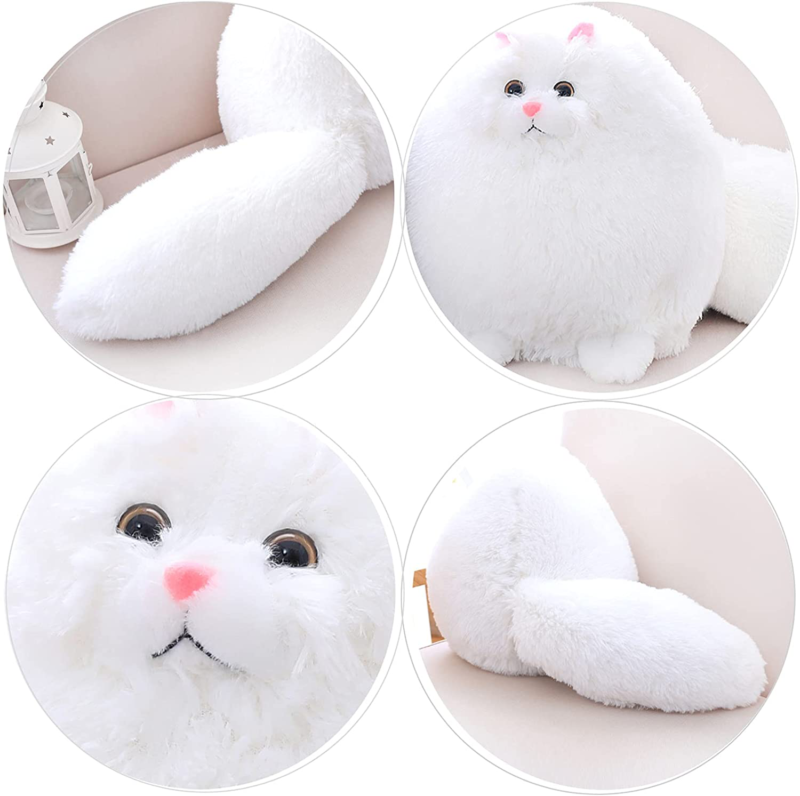 Winsterch Cat Stuffed Animal Toys,Kids Plush Cat Toy Birthday Gifts,Fat White Pl