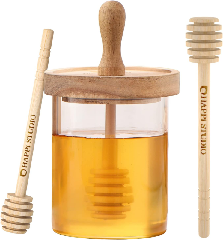 Honey Pot - Airtight 13 Oz Honey Jar and Dipper Set