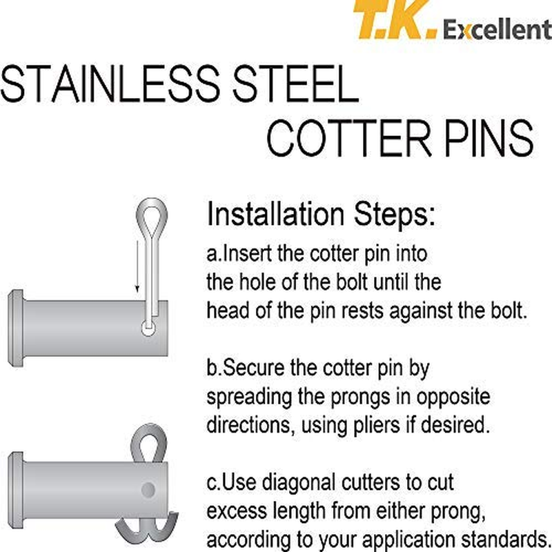 304 Stainless Steel Cotter Pin Assortment Set Value Kit,230 Pcs