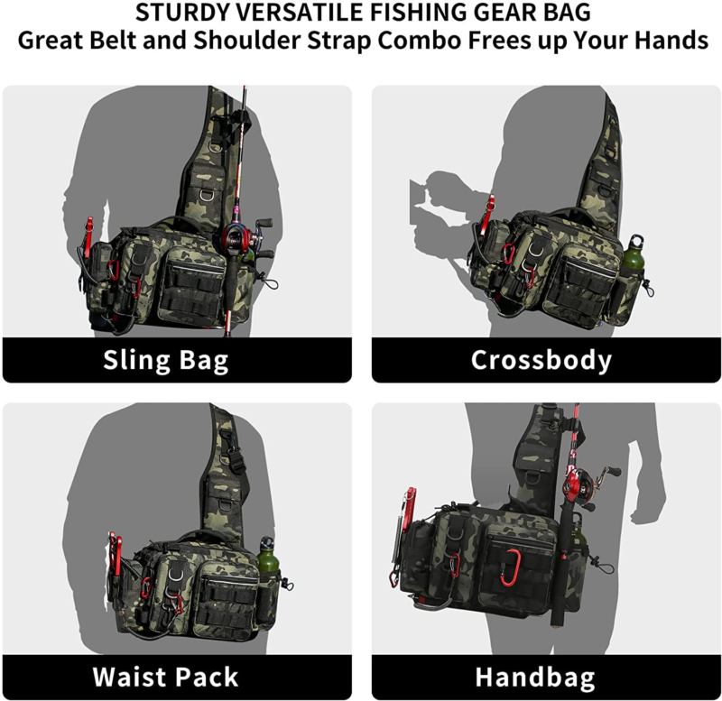 Sling Fishing Tackle Bag - with Rod Holder, Fly Fishing Fanny