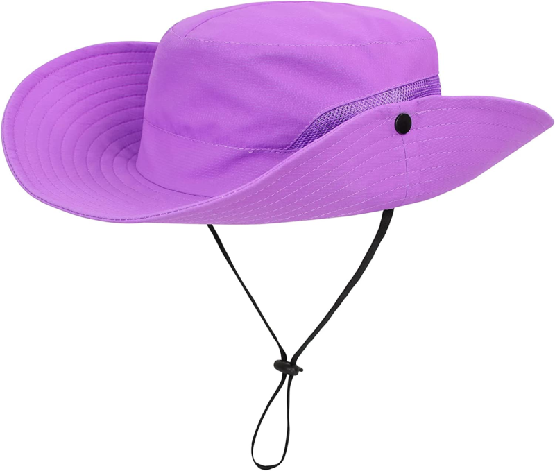 Kids Sun Hat with Ponytail Hole UV Protection Wide Brim