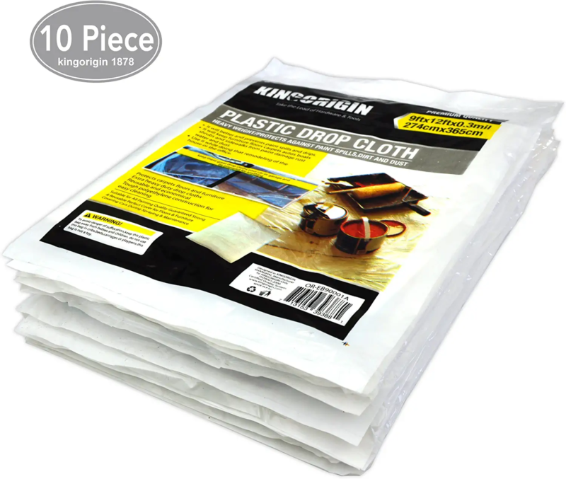 10 Piece Drop Cloth Sheet,Plastic Drop Cloth 9X12 Feet For Painting