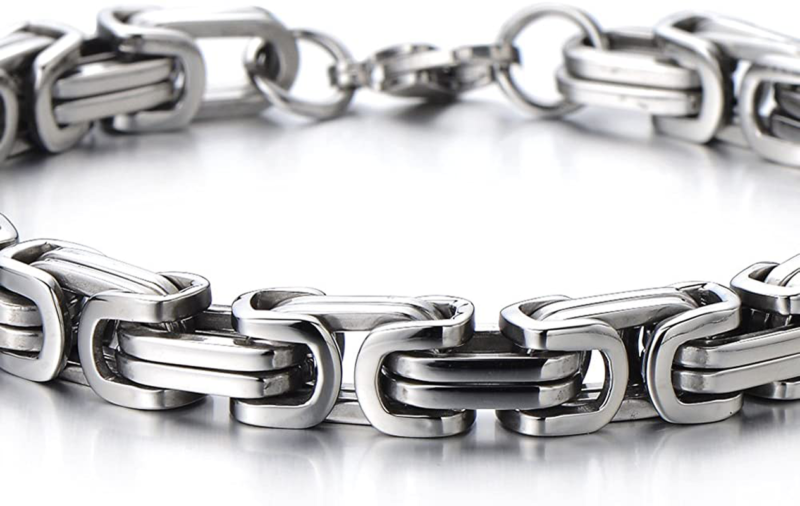 COOLSTEELANDBEYOND Masculine Style Stainless Steel Braid Link Bracelet for Men S