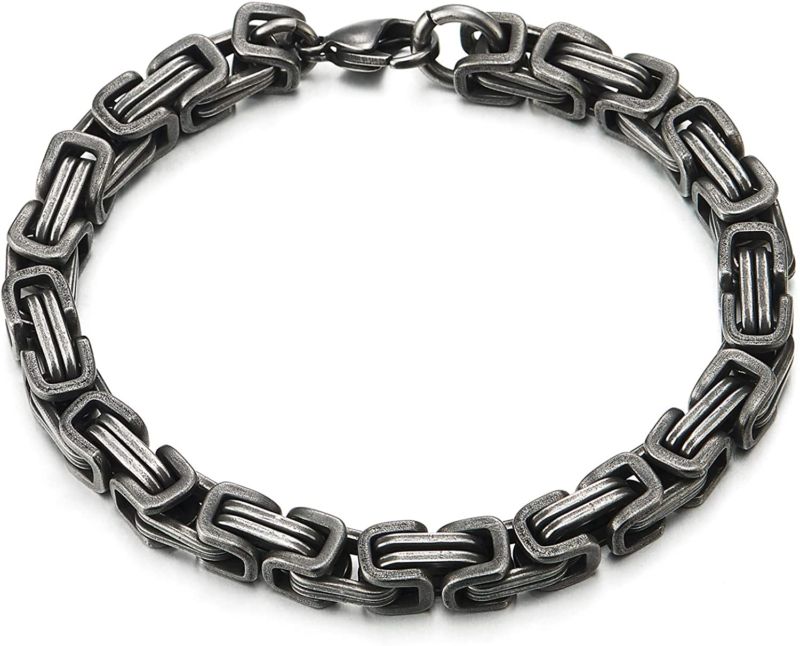 COOLSTEELANDBEYOND Masculine Style Stainless Steel Braid Link Bracelet for Men S