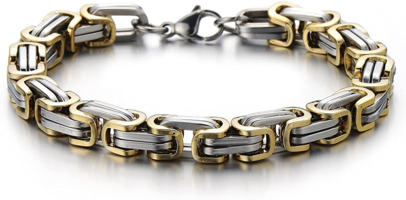 COOLSTEELANDBEYOND Masculine Style Stainless Steel Braid Link Bracelet for Men S