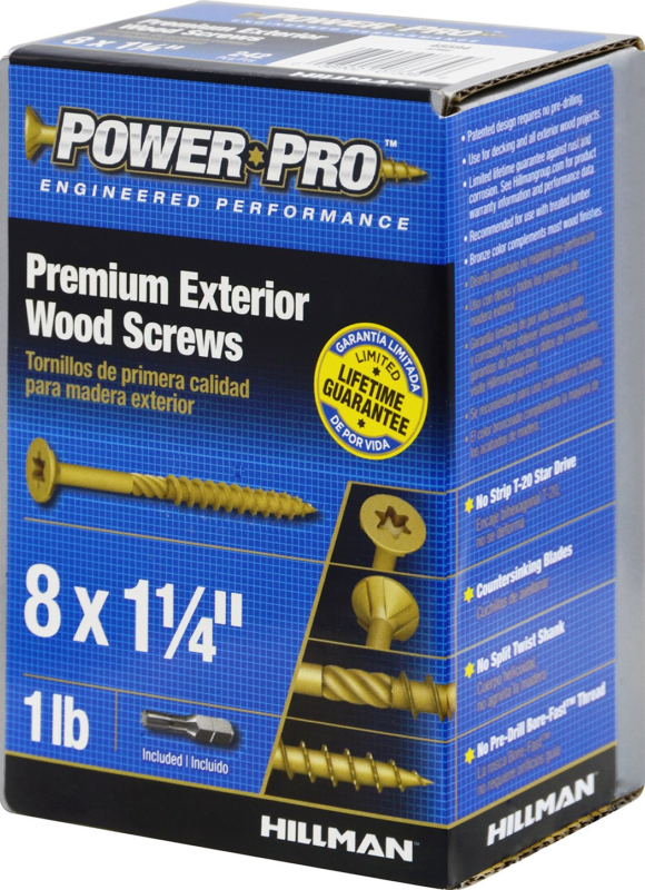 Power Pro Wood Screws, #8 X 1-1/4