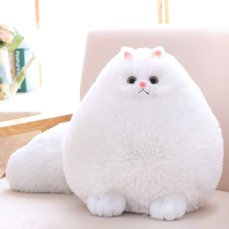 Winsterch Cat Stuffed Animal Toys,Kids Plush Cat Toy Birthday Gifts,Fat White Pl