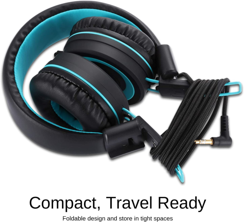 Kids Headphones Foldable Stereo Tangle-Free 5ft. Cord 3.5Mm Jack Plug in Wired