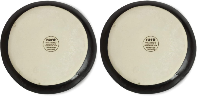 Roro Ceramic Stoneware Hand-Molded, Uneven, Matte Black Appetizer Plate Set of 2