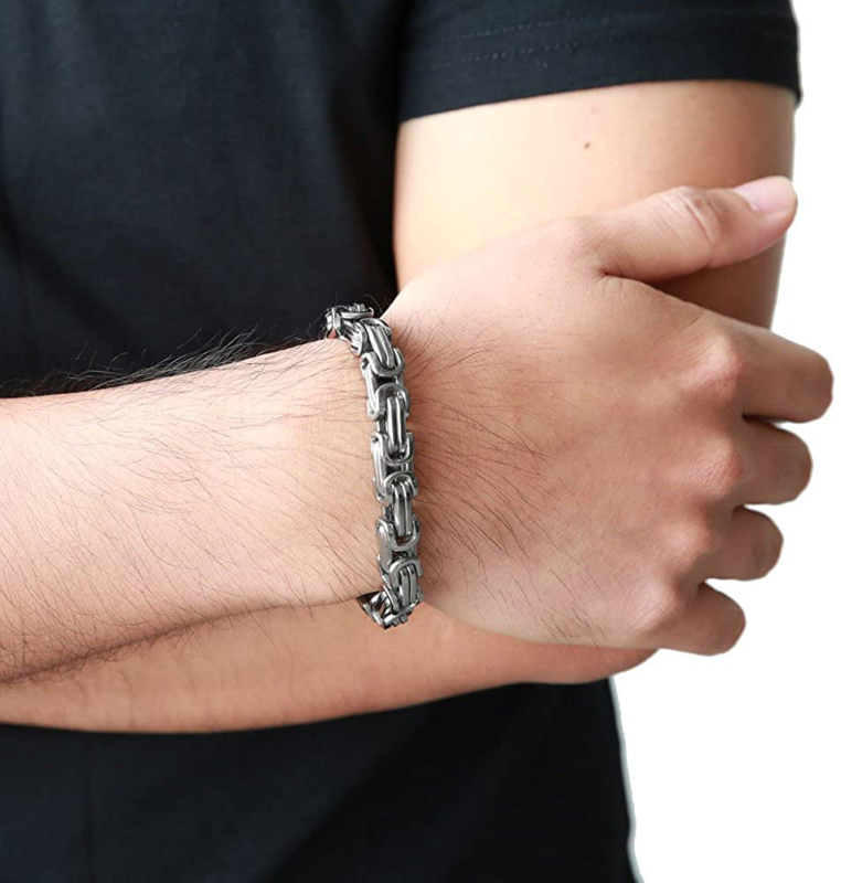 COOLSTEELANDBEYOND Masculine Style Stainless Steel Braid Link Bracelet for Men S