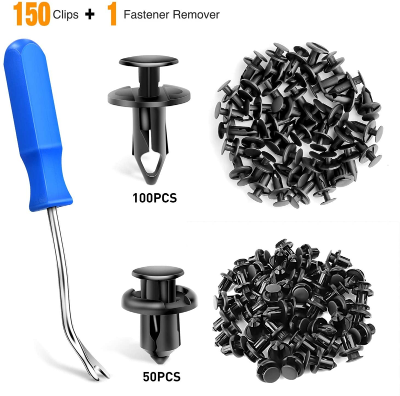 150 Pcs Push-Type Bumper Fasteners Rivet Clips-2 Sizes Universal