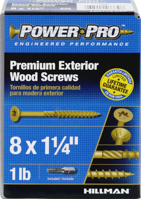 Power Pro Wood Screws, #8 X 1-1/4