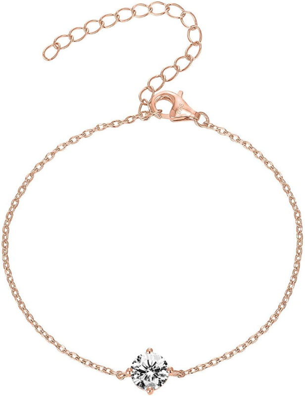 14K Gold Plated Cubic Zirconia Solitaire Diamond Bracelet | Bridesmaid Bracelets
