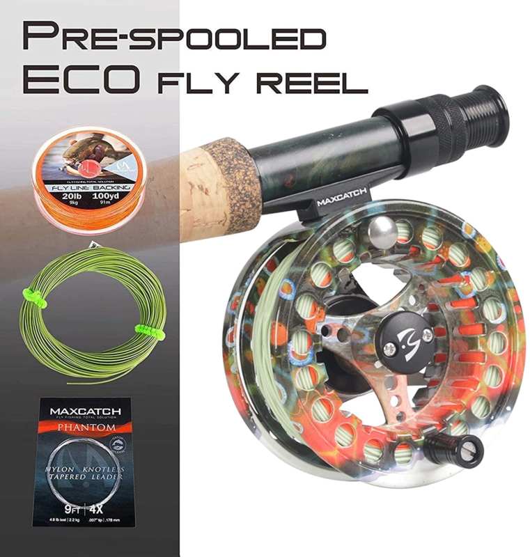 M MAXIMUMCATCH Maxcatch ECO Large Arbor Fly Fishing Reel, 5/6,  Pre-Loaded Fly R