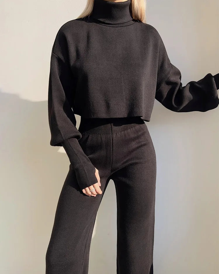 Chic Turtleneck Sweater and High-Waist