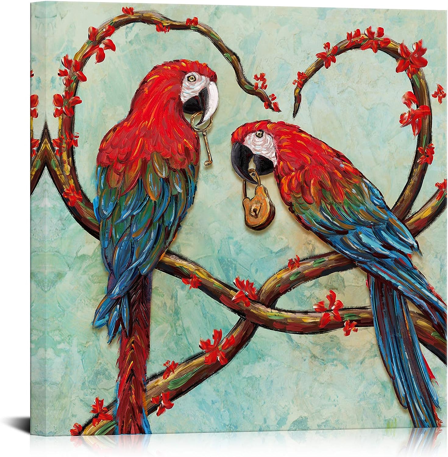 LoveHouse Parrot Picture Decor Beautiful Birds Painting Canvas Wall Art Animal Artwork Prints for Bathroom and Kitchen 20