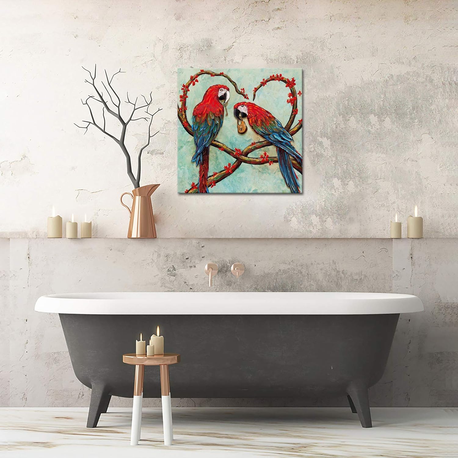 LoveHouse Parrot Picture Decor Beautiful Birds Painting Canvas Wall Art Animal Artwork Prints for Bathroom and Kitchen 20