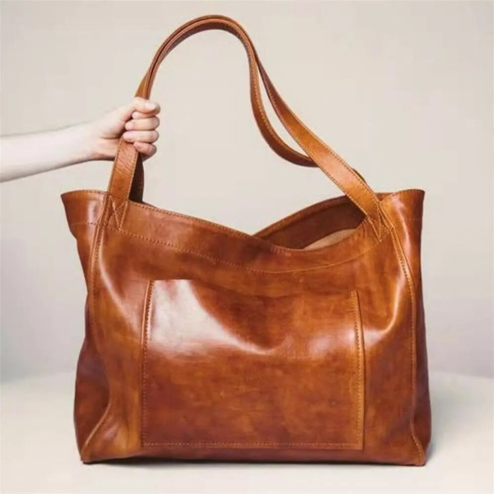 Vintage PU Weekender Soft Leather Oversized Shoulder Bag