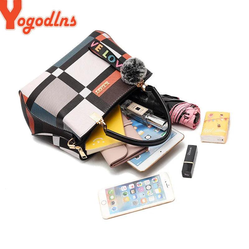 Luxury Handbag Wild Messenger Designer Plaid Shoulder Bag - PU Leather